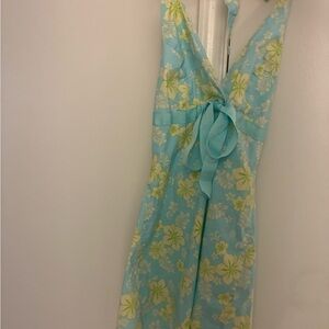 Charlotte Russe Blue and Green Floral Backless Dress